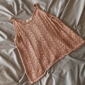 Pink Rose sweater tank top in pink.